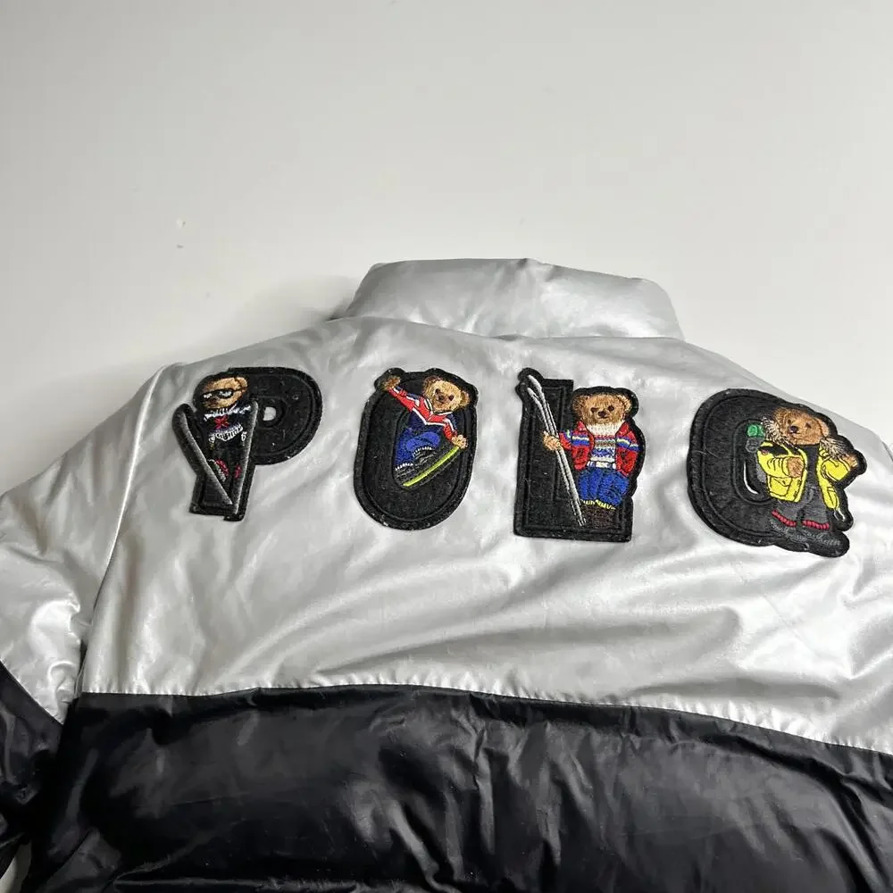 Polo Ralph Lauren Jacket Kids‎ 5 Black Silver Down Puffer Polo Bear Colorblock